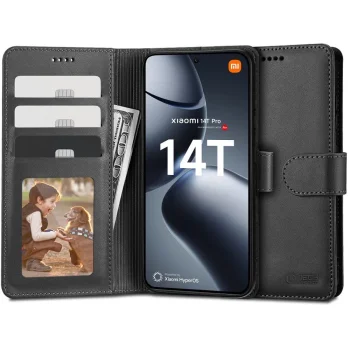 Xiaomi 14T Pro Tech-Protect Wallet Book Case Cover, Black | Чехол для Телефона Кабура Книжка