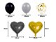 Birthday Party Balloon Set with Confetti Hearts 18 pcs, black gold