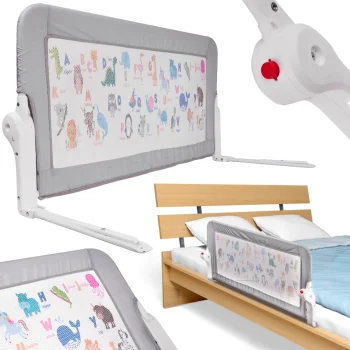 Bērnu Drošības Aizsargbarjera Gultai, 90 cm, Dzīvnieki | Baby Toddler Side Safety Protective Bed Rail Barrier