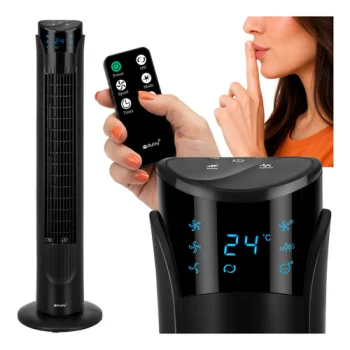 Ruhhy 83cm Tower Fan with Remote Control, Black