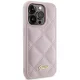Guess iPhone 15 Pro Max vāciņš Quilted Metal Logo, rozā