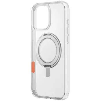 Vāciņš Uniq Swivix iPhone 16 Pro ar 360° rotējošu statīvu, caurspīdīgs