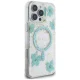 Чехол Guess Resin Flowers Glitter MagSafe для iPhone 16 Pro Max — прозрачный зелёный