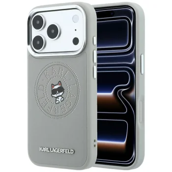 Чехол Karl Lagerfeld Point & Choupette Sketch MagSafe для iPhone 18 Pro / 17 Pro, серый