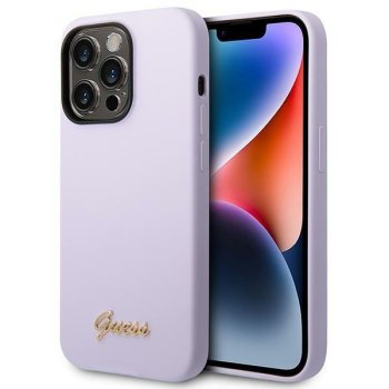 Guess iPhone 14 Pro Max Case Silicone Vintage Gold Logo, Purple