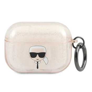 Чехол Karl Lagerfeld для AirPods Pro Glitter Karl's Head, золотистый