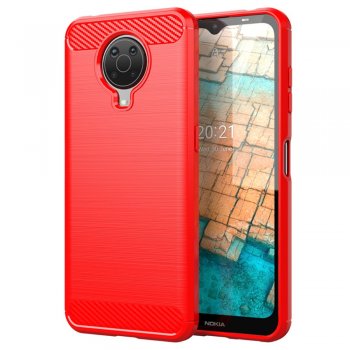 Nokia G10 / G20 1.8mm Lightweight Carbon Fiber Phone Cover Case, Red | Silikona Vāciņš Maciņš Apvalks Bampers