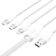 Кабель USB-A 3в1 Vention CTPWG, USB-C / Lightning / Micro-B, 1.5м, белый