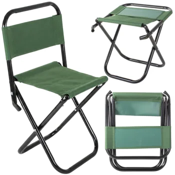Folding Camping and Fishing Chair with Backrest, Green