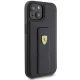 Ferrari iPhone 15 Case Grip Stand Metal Logo, Black