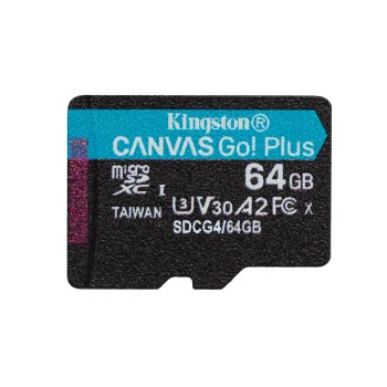 MicroSDXC atmiņas karte Kingston 64GB Canvas Go Plus 200MBs A2 U3 V30