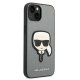 Karl Lagerfeld iPhone 14 Plus Case Saffiano Karl\'s Head Patch Silver