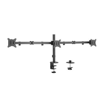 Trīs Monitoru Galda Statīvs 17"-27" VESA 7kg Melns
