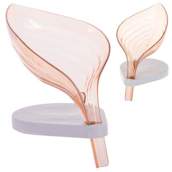 Мыльница с дренажем в форме листа, оранжевая