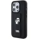 Karl Lagerfeld iPhone 15 Pro vāciņš Gripstand Saffiano Karl&Choupette Pins, melns