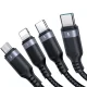 Joyroom S-A18 4-in-1 USB uz 2x USB-C / Lightning / micro USB kabelis, 1.2m, melns