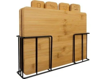 Koka Bambusa Griešanas Dēlis Dēlītis, Komplekts Ar Statīvu, 4 Gab. | Cutting Boards