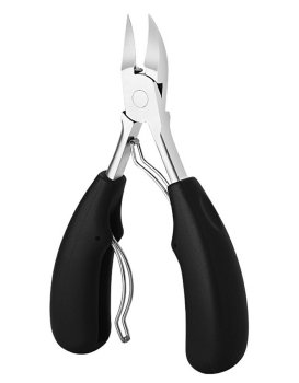 Ingrown Toenail Clippers with Precision Angled Blade for Thick Nails, black and silver