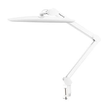 Elegante LED darba lampa ar galda stiprinājumu, balta
