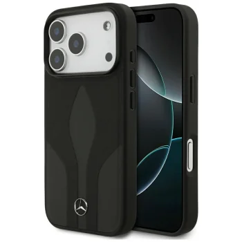 Чехол Mercedes для iPhone 17 Pro Leather The Move MagSafe, черный