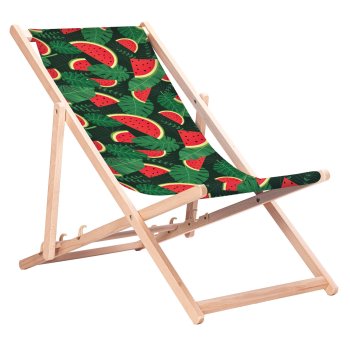 GreenBlue GB183 Classic Beech Wood Deckchair, Watermelon