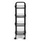 ModernHome PJJKT0103-04 Mobile Metal Shelving Unit with 4 Baskets and Wheels, Black