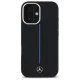 Чехол Mercedes для iPhone 16 Silicone Blue Stripe MagSafe, черный
