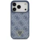 Guess Leather 4G Triangle Strass MagSafe vāciņš priekš iPhone 17 Pro — zils | Phone Case Cover