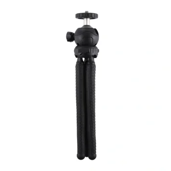 Elastīgs mini statīvs Puluz PU435 ar 360° lodveida galvu un 1/4" vītni, melns
