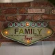 Металлическая ретро-вывеска с LED подсветкой Forever Light Welcome Family