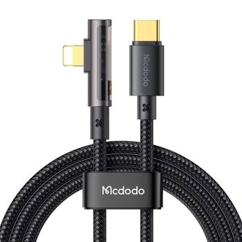 USB-C uz Lightning leņķa kabelis McDodo CA-3390 36W 1.2m Melns