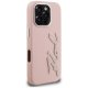 Karl Lagerfeld FW Grained Signature Logo Case for iPhone 16 Pro Max, Pink