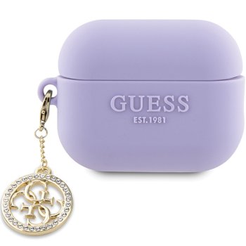 Guess GUAP23DSLGHDU AirPods Pro 2 чехол фиолетовый/пурпурный 3D резина 4G алмаз...