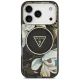 Guess IML Glitter Flowers Triangle MagSafe vāciņš iPhone 18 Pro Max un 17 Pro Max, melns