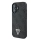 Guess iPhone 16 vāciņš Leather Metal Logo Strass Crossbody, melns
