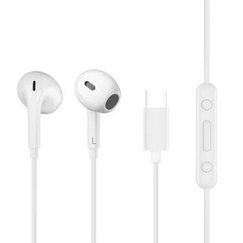 QCY LH1 austiņas ausīs ar vadu, pulti un mikrofonu 1,15 m – baltas