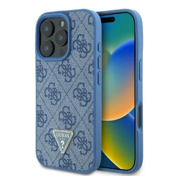 Guess GUHCP16XP4TDPB iPhone 16 Pro Max 6.9" синий/голубой жесткий чехол кожаный 4G...