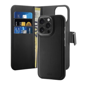 Puro iPhone 16 Pro Max Wallet Detachable MagSafe 2in1 Case, Black