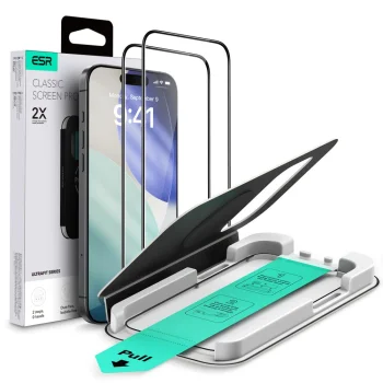 Apple iPhone 17 Pro 6.3'' ESR UltraFit Tempered Glass Screen Protector, Black, 2 pcs. | Telefona Ekrāna Aizsargstikls...