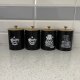 Ruhhy 00024578 Kitchen Storage Container Set, 4 pcs, 1.5L, Matte Black