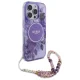 Guess IML Flowers Pearl Strap MagSafe Case for iPhone 16 Pro Max, Purple