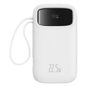 Baseus Qpow2 20000mAh 22,5W ārējais akumulators ar diviem iebūvētiem kabeļiem un digitālo displeju + Baseus...