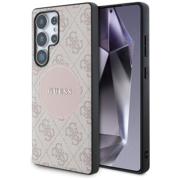 Guess 4G Round Patch Classic Logo MagSafe vāciņš Samsung Galaxy S25 Ultra Rozā