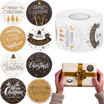 Dekoratīvās Ziemassvētku uzlīmes uz ruļļa 500 gab., krāsainas