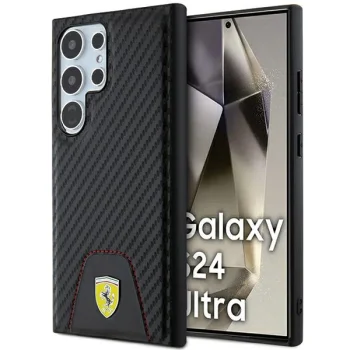 Ferrari Samsung Galaxy S24 Ultra Case Carbon Stitched Bottom, Black