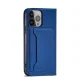Чехол-книжка Magnet Card Case для iPhone 13 Pro с кошельком и подставкой синий