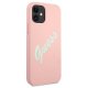 Guess iPhone 12 mini vāciņš Silicone Vintage Script, rozā/zaļš