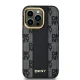 DKNY iPhone 14 Pro Case Leather Checkered Mono Pattern MagSafe, Black