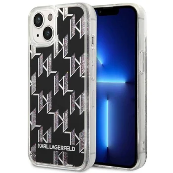 Чехол Karl Lagerfeld Liquid Glitter Monogram для iPhone 14 Plus - Черный