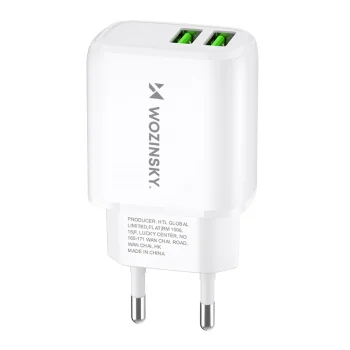 Сетевое зарядное устройство Wozinsky CUWCW 2.4A 2 x USB-A, белое